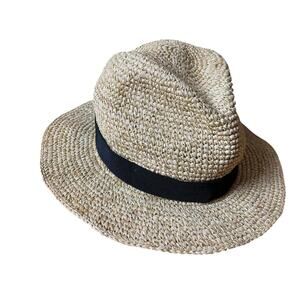 J. Crew | NWT Size M-L Packable Straw Fedora Hat with Black band